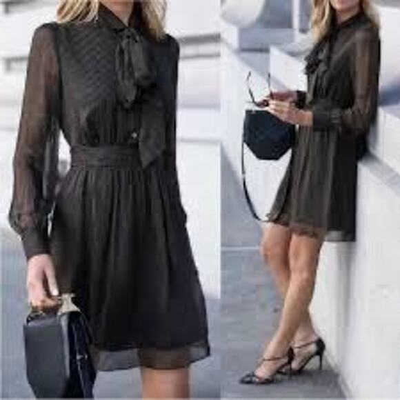 NWOT $445 DVF Diane von Furstenberg 8 Silk Chiffon Pinstripe Arabella Dress